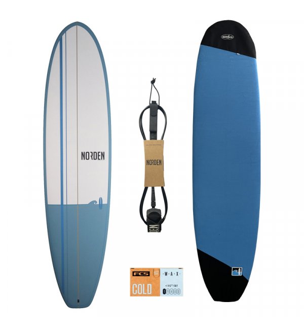 1rst Ride Malibu 7´6  atlantic + Sock + Leash + Wax